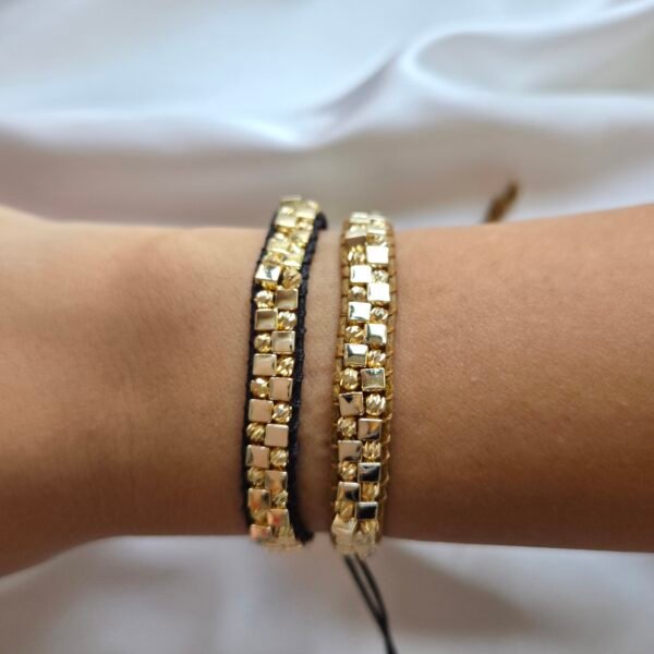 Dorica Gold Bileklik - Kahverengi İpli