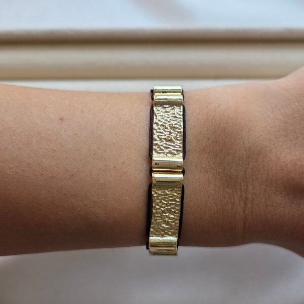 Ezme Plaka Bileklik - Siyah İpli