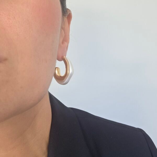 İncili Oval Küpe - Paslanmaz Çelik