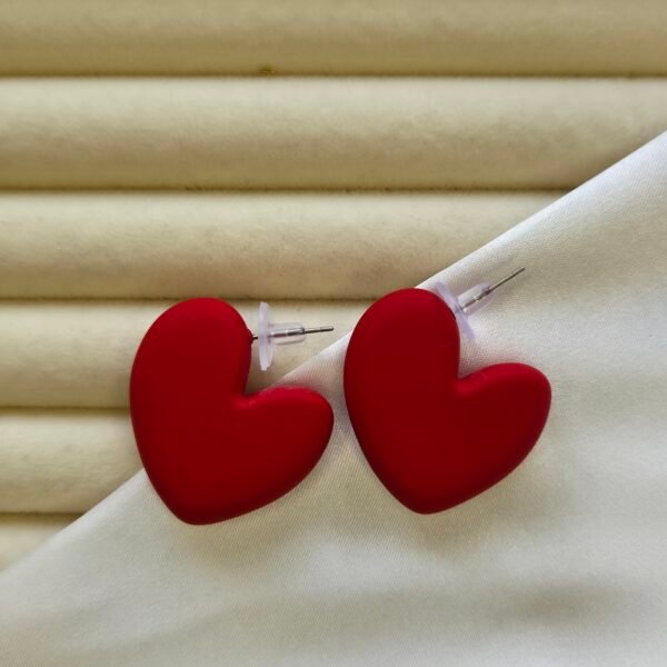 kadife-kirmizi-kalp-kupe-1 Kadife Kırmızı Kalp Küpe