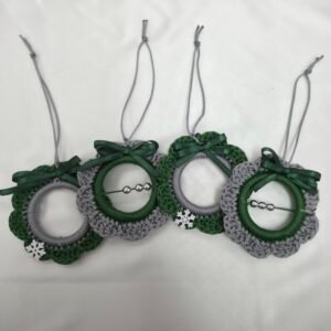 kar-taneli-noel-agaci-susu-4lu-yesil-ve-gri-1 Kar Taneli Noel Ağacı Süsü (4'lü) Yeşil & Gri