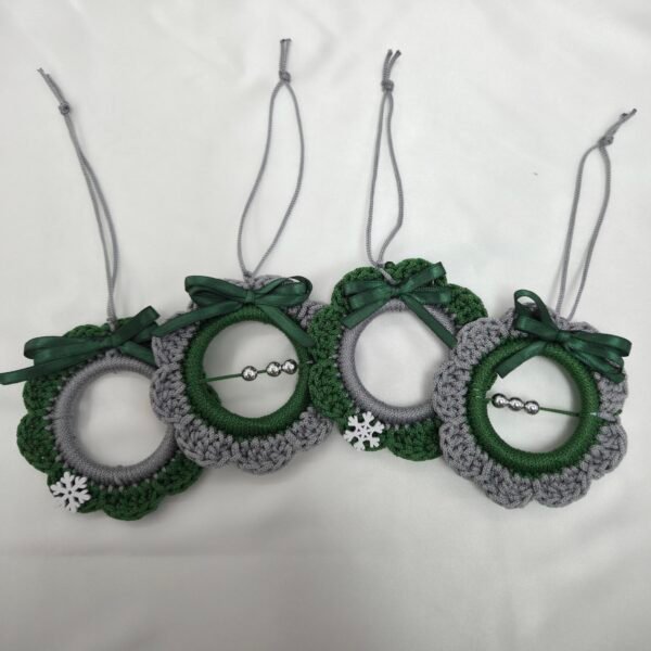 kar-taneli-noel-agaci-susu-4lu-yesil-ve-gri-1 Kar Taneli Noel Ağacı Süsü (4'lü) Yeşil & Gri