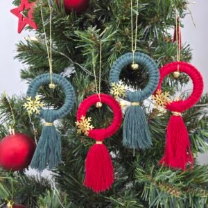 makrome-noel-agaci-susu-4lu-kirmizi-ve-yesil-1 Makrome Noel Ağacı Süsü (4'lü) Kırmızı & Yeşil