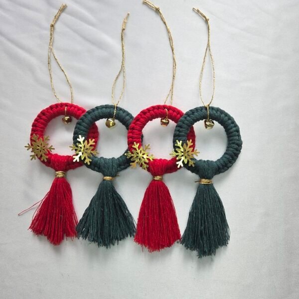 makrome-noel-agaci-susu-4lu-kirmizi-ve-yesil-2 Makrome Noel Ağacı Süsü (4'lü) Kırmızı & Yeşil