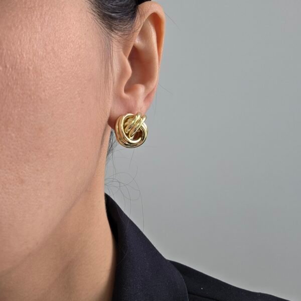 uclu-circle-gold-kupe-3 Üçlü Circle Gold Küpe - Paslanmaz Çelik