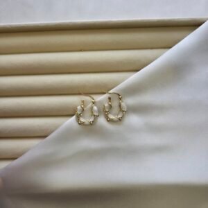 Zirkon Taşlı Beyaz Halka Küpe - Paslanmaz Çelik