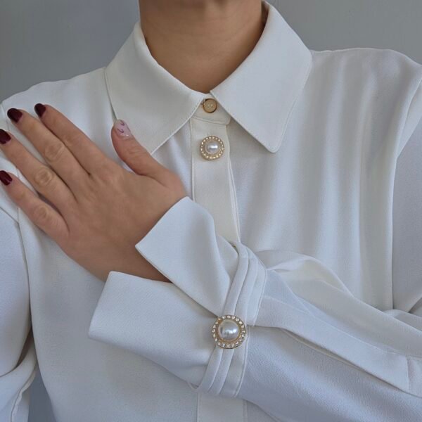 İnci Kol Düğmesi & Broş (2'li)