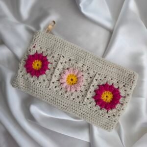 Pudra Mini Çanta - Kahverengi Çiçekli