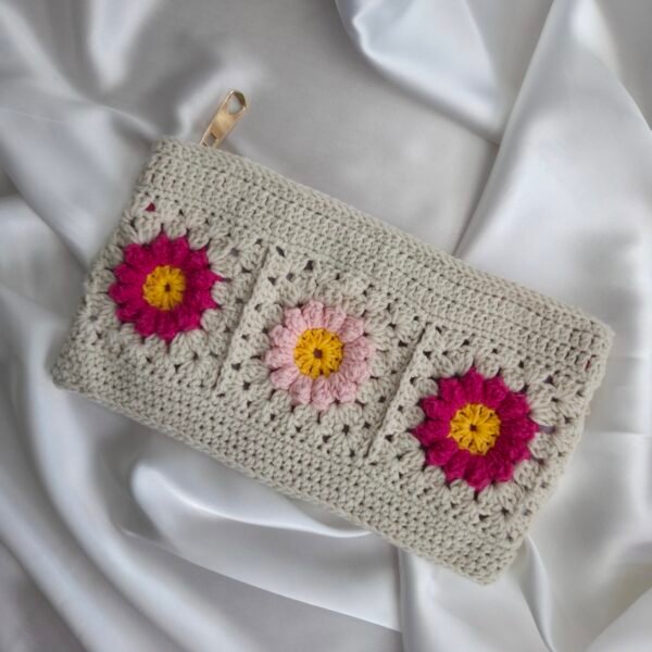 Pudra Mini Çanta - Kahverengi Çiçekli