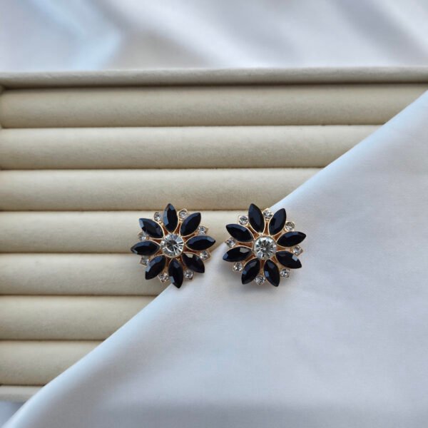 Siyah Çiçek Kol Düğmesi & Broş (2'li)