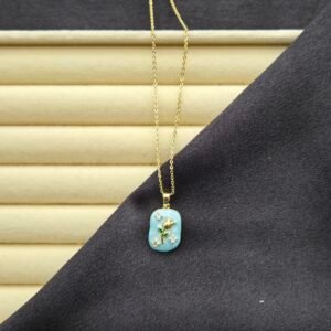 20260208_105147 Blue Flower Kolye - Paslanmaz Çelik