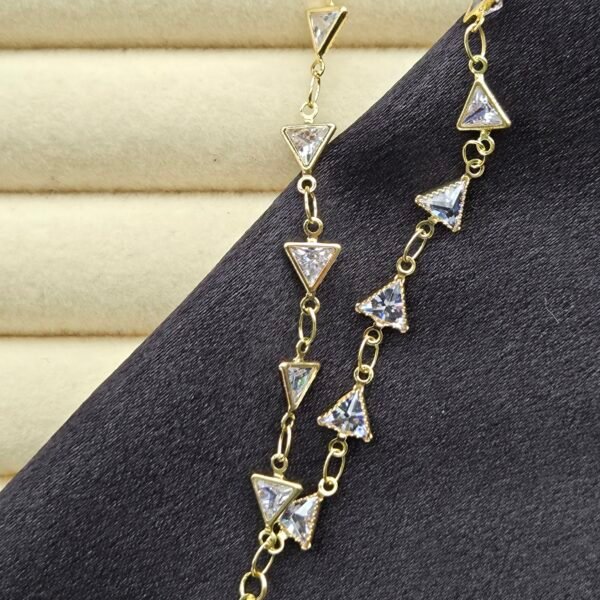 Kristal Üçgen Dekolte Kolye - Paslanmaz Çelik