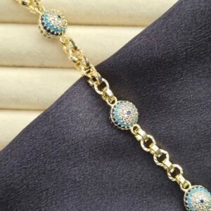 20260208_111634 Özel Seri Zirkon Taşlı Nazar Bileklik - 14K Altın Kaplama