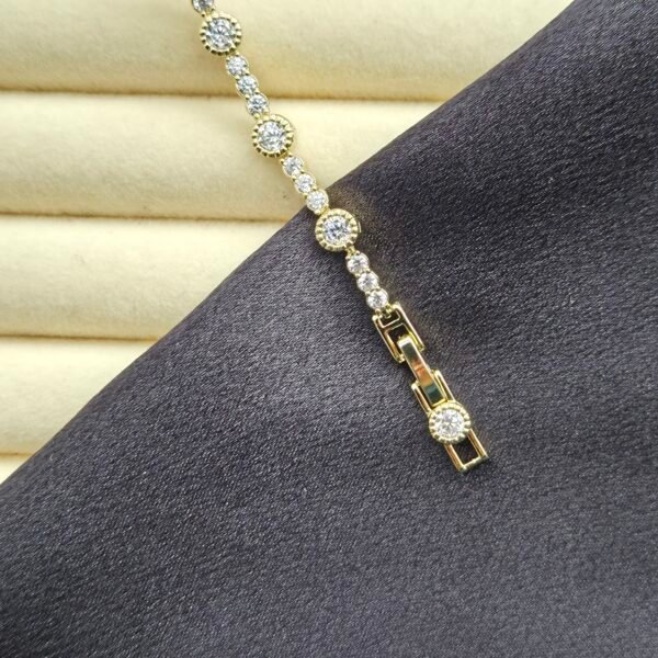 Özel Seri Zirkon Taşlı Oval Bileklik - 14K Altın Kaplama