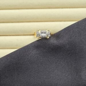 Özel Seri Baget Taşlı Geometrik Yüzük - 14K Altın Kaplama