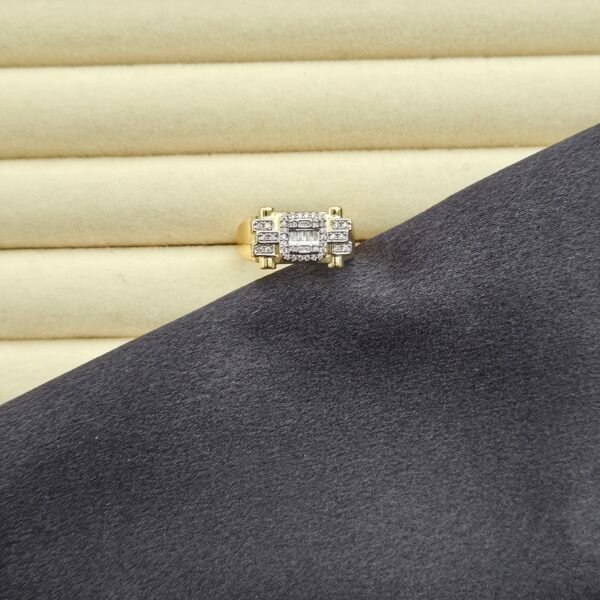 Özel Seri Baget Taşlı Geometrik Yüzük - 14K Altın Kaplama