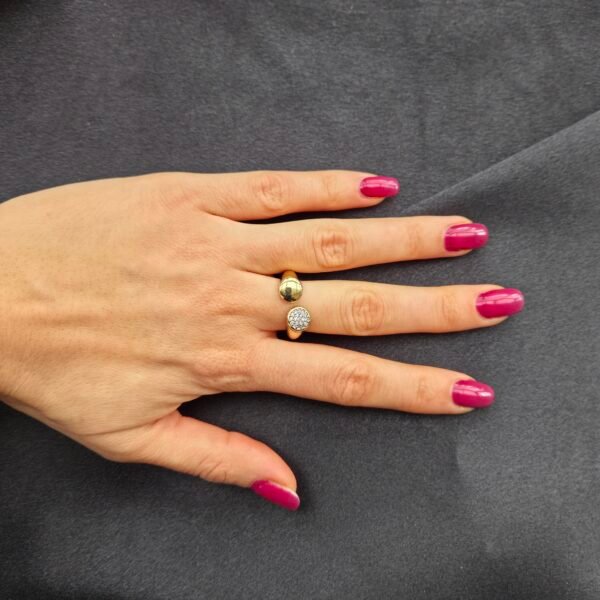 Özel Seri İkili Tasarım Zirkon Taşlı Yüzük - 14K Altın Kaplama