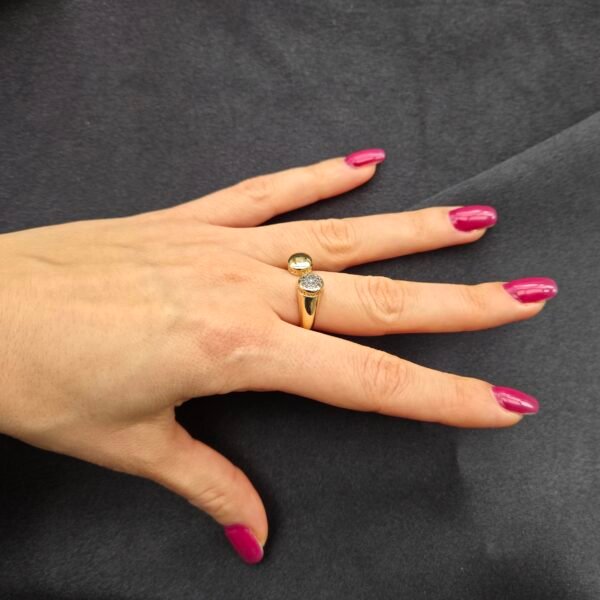 Özel Seri İkili Tasarım Zirkon Taşlı Yüzük - 14K Altın Kaplama