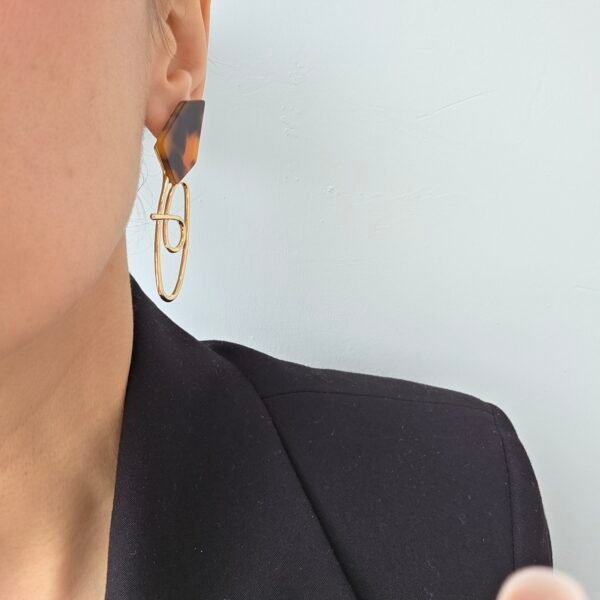 Geometrik ZR Model Leopar Küpe