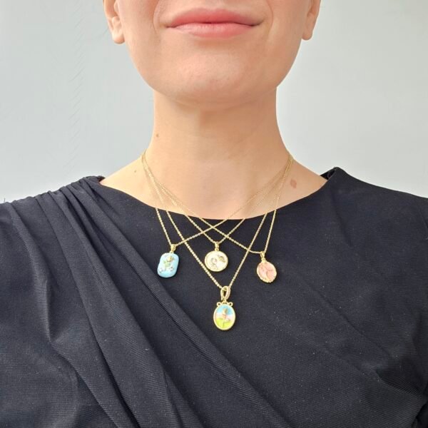 20260209_122101 Blue Flower Kolye - Paslanmaz Çelik