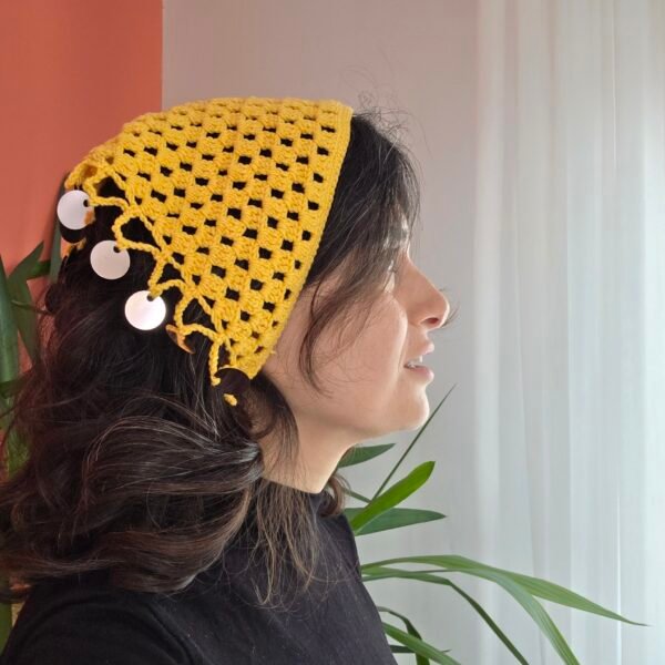 Pullu Çok Fonksiyonlu Sarı Bandana