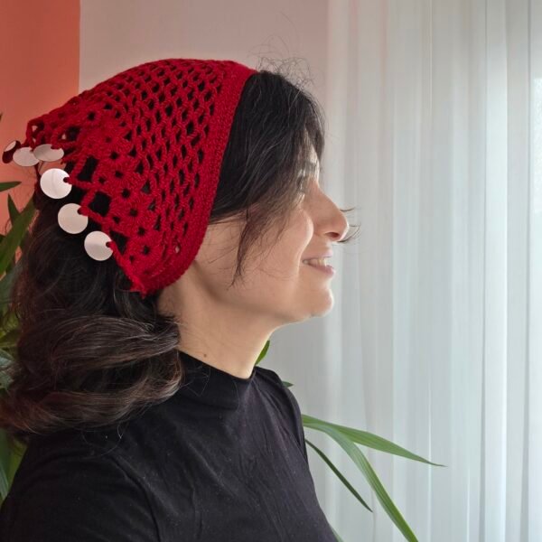 Pullu çok Fonksiyonlu Kırmızı Bandana